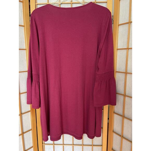 J Jill Cotton Solid Blend Tunic Top Bell Sleeves Size Large - Picture 4 of 4